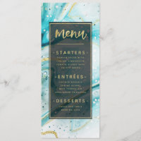 Inky Splash Teal Marble with Gold foil Dinner