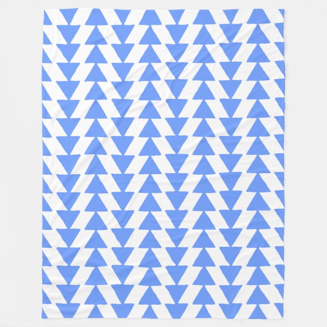 Inky Triangles - Baby Blue and White Fleece Blanket (Front)