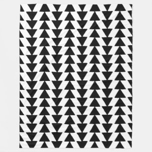 Inky Triangles - Black and White Fleece Blanket