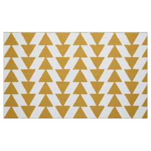 Inky Triangles - Gold Brown on White Fabric