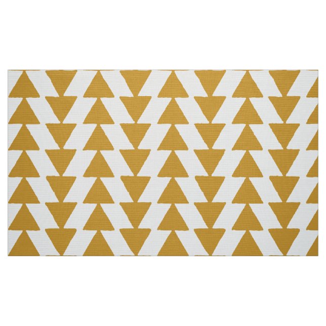 Inky Triangles - Gold Brown on White Fabric (Fat Quarter)