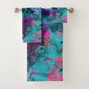 Inky Watercolor Abstract Cosmic Colour Painting Bath Towel Set