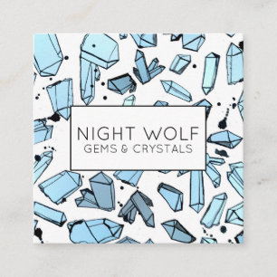 Inky Watercolor Quartz Crystals Magical Pattern  Square Business Card