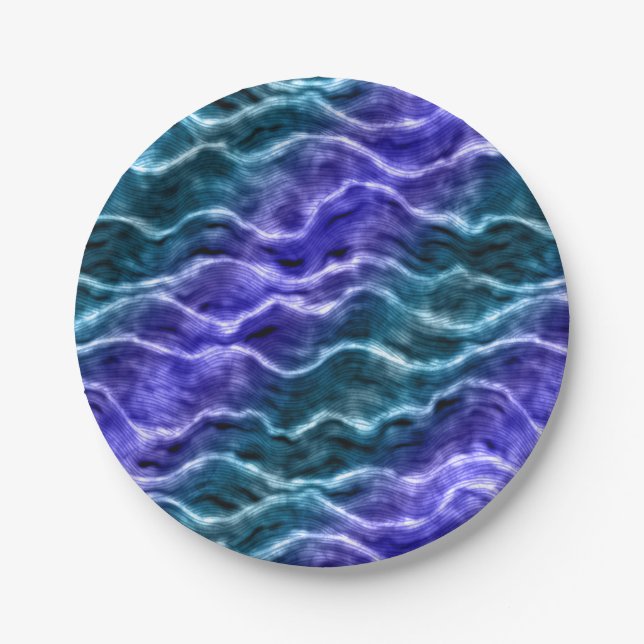 inky waves - gradient blues : paper plate (Front)