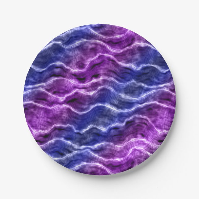 inky waves - gradient purples : paper plate (Front)
