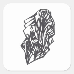 Inlay Black White Abstract Tribal Tattoo Art Square Sticker