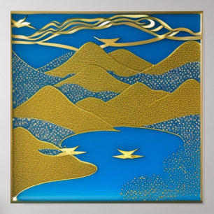 Inlet of Golden Mountains Poster