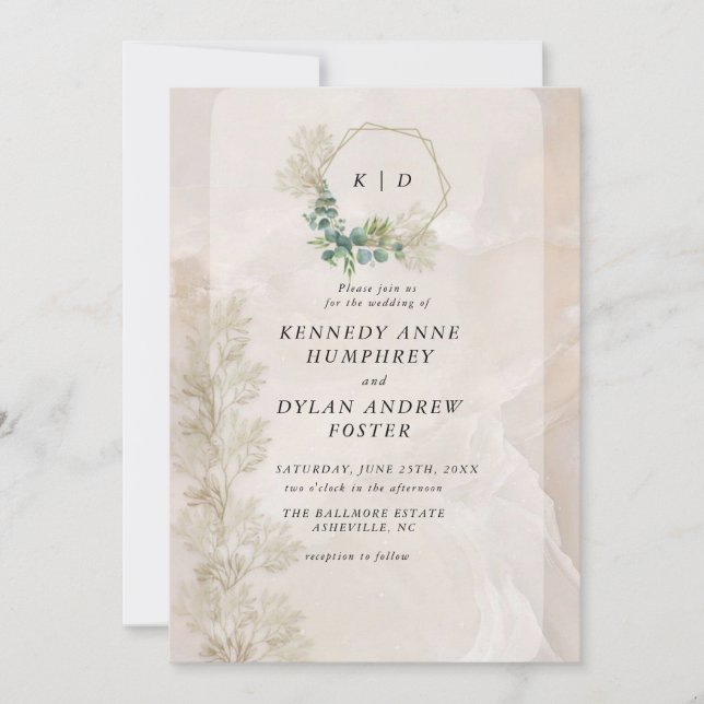 Inline Faded Photo | Modern Minimal Wedding  Invitation (Front)