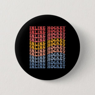 Inline Hockey Groovy Retro Sports 2 Inch Round Button