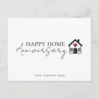 Inline Script Heart House Home Anniversary Postcard