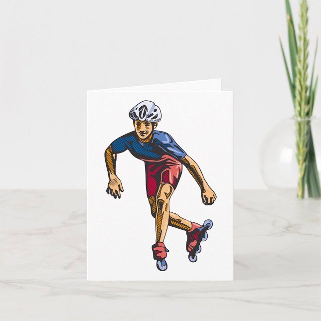 Inline Skater Cool Retro Rollerblading Card (Creator Uploaded)