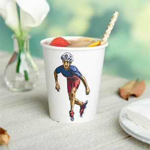 Inline Skater Cool Retro Rollerblading Paper Cups