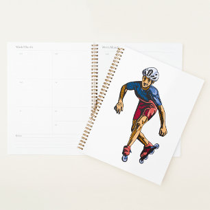 Inline Skater Cool Retro Rollerblading Planner