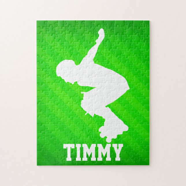 Inline Skating; Neon Green Stripes Jigsaw Puzzle (Vertical)