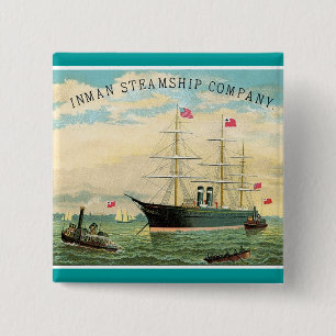 Inman Steamship Company 2 Inch Square Button