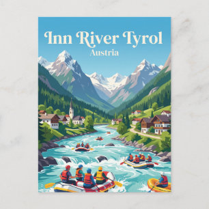 Inn River Tyrol White Water Rafting Austria Postcard