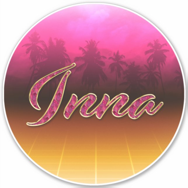 Inna First name name golden pink sticker sticker (Front)