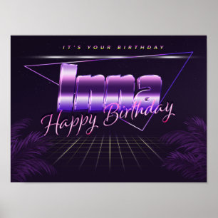 Inna Nom Vorname lila retro Poster Geburtstag
