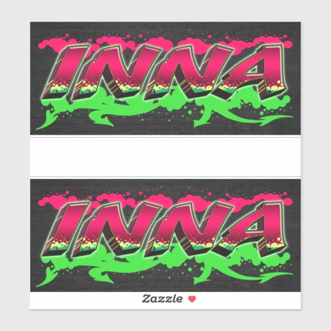 Inna Prénom Nom Graffiti Autocollants (Feuille)