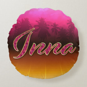 Inna Vorname Name golden pink Kissen Round Pillow
