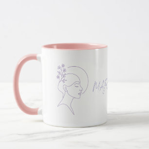 Inner Bloom – One Line Woman Profile with BT-Shirt Mug