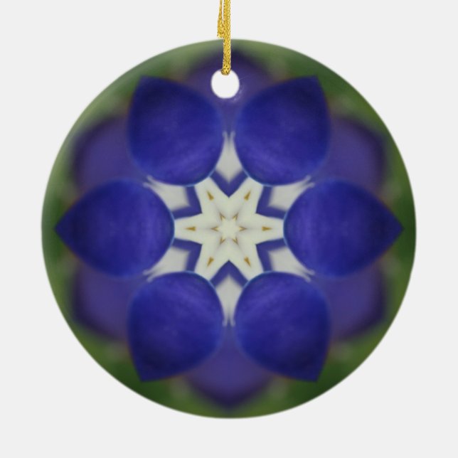 Inner Bluebonnet Flower Ceramic Ornament (Back)