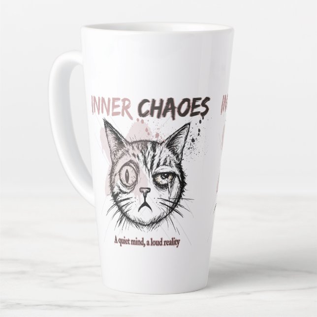 Inner Chaos - Artistic Cat Illustration Coffee Mug (Left Angle)