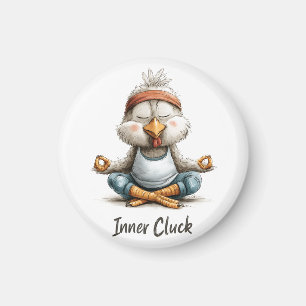 Inner Cluck Chicken Meditation   Funny Yoga Animal Magnet
