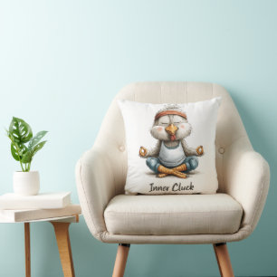 Inner Cluck Chicken Meditation Funny Yoga Animal Throw Pillow