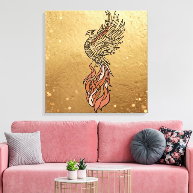 Inner Fire Phoenix Boho Wall Art | Phoenix Rising (Insitu(LivingRoom))