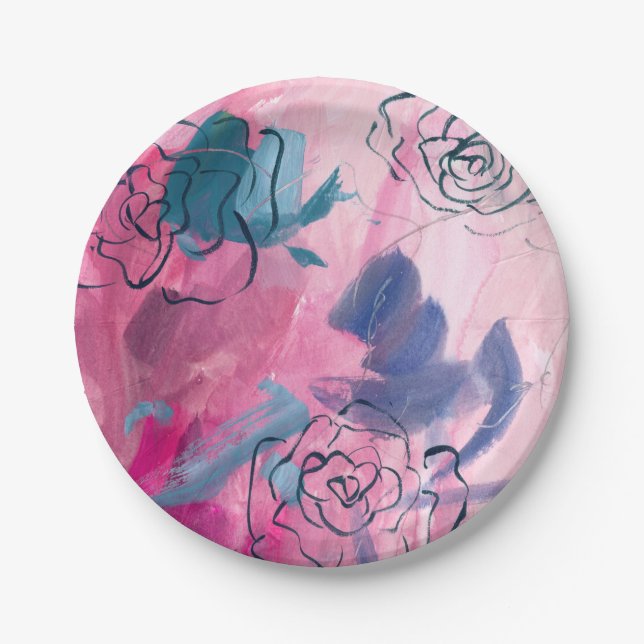 Inner Music - Floral Sketch Paper Plate (Front)