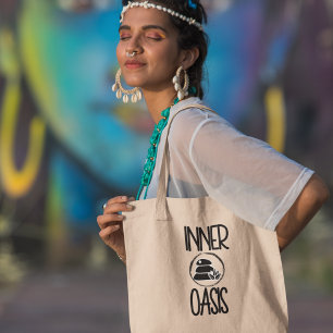 Inner Oasis Yoga Meditation Spiritual Boho Tote Bag