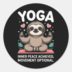 Inner Peace Achieved Movement Optional Yoga Sloth  Classic Round Sticker