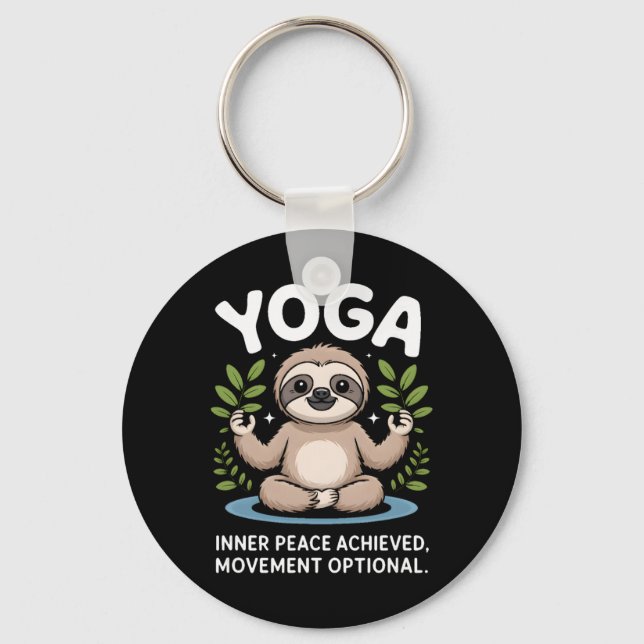 Inner Peace Achieved Movement Optional Yoga Sloth  Keychain (Front)