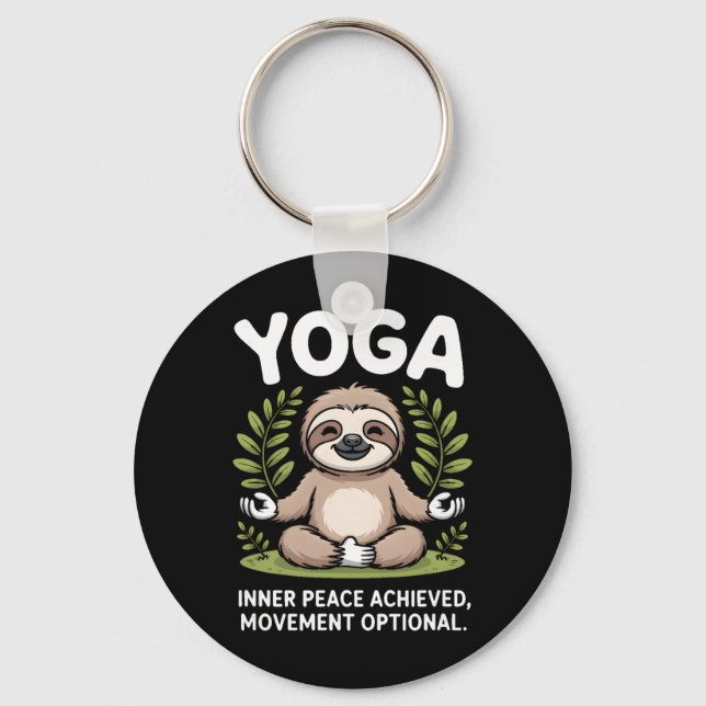 Inner Peace Achieved Movement Optional Yoga Sloth  Keychain (Front)