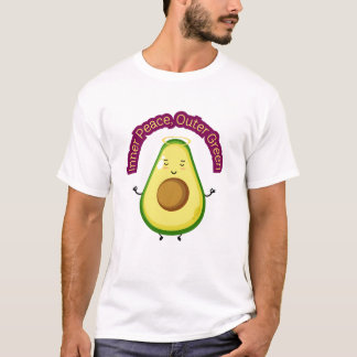"Inner Peace Outer Green – Cute Avocado Meditation T-Shirt