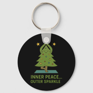 Inner Peace Outer Sparkle Cute Yoga Christmas Tree Keychain