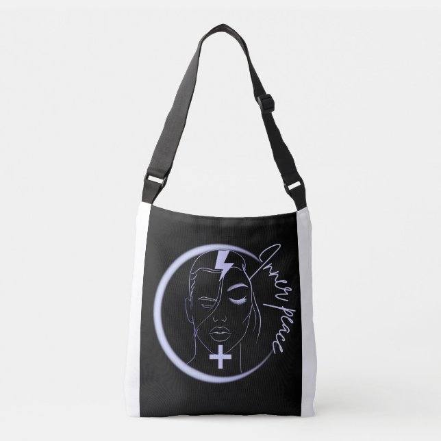 Inner Peace Positive Energy – Minimalist Neon Line Crossbody Bag (Front)