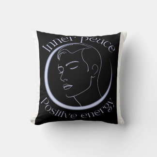 Inner Peace Positive Energy – Minimalist Neon Line Throw Pillow