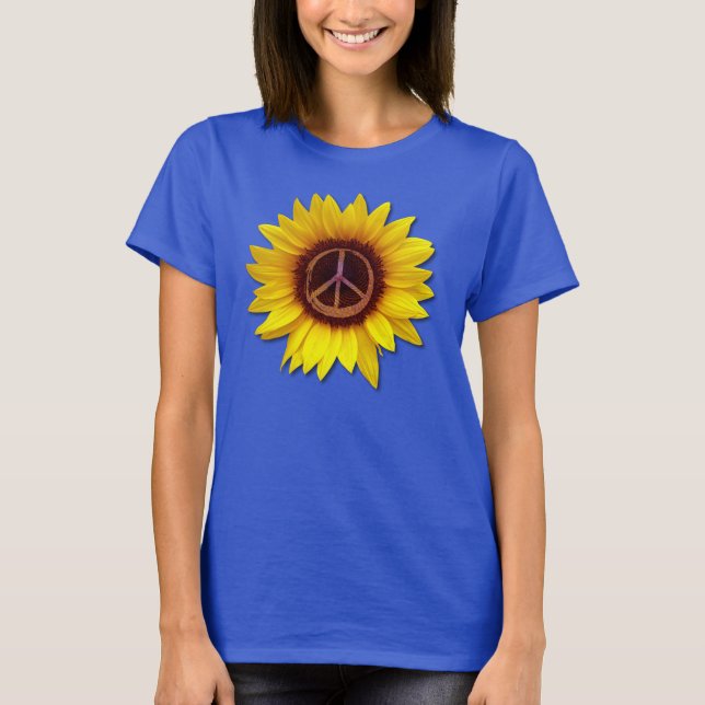 Inner Peace Sunflower Symbol Sign Anti-War Love  T-Shirt (Front)