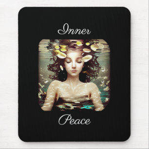Inner Peace Woman Under Water,   AI Artwork Mouse Pad
