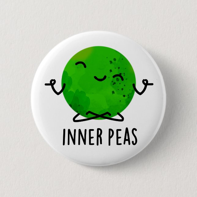 Inner Peas Funny Meditating Pea Pun  2 Inch Round Button (Front)