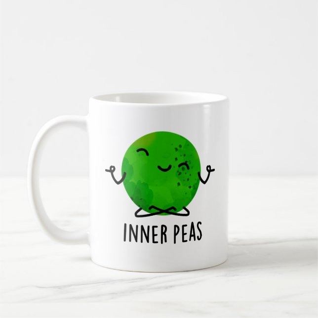 Inner Peas Funny Meditating Pea Pun  Coffee Mug (Left)
