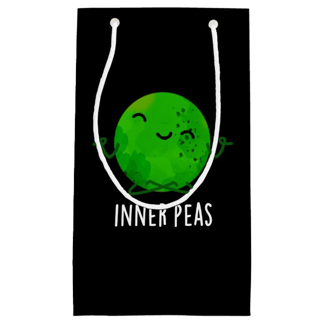 Inner Peas Funny Meditating Pea Pun Dark BG Small Gift Bag (Front)