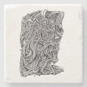 Innerbeastman, ink drawing stone coaster
