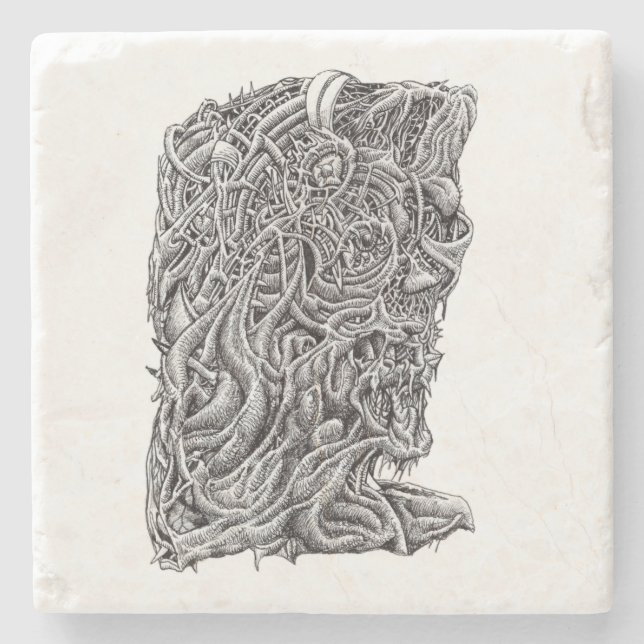 Innerbeastman, ink drawing stone coaster (Front)