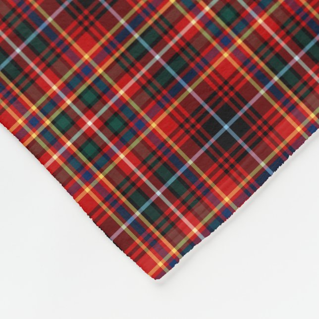 Innes Clan Bright Red Tartan Fleece Blanket (Corner)