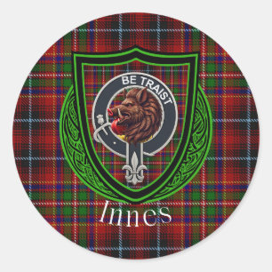 Innes Scottish Clan Tartan & Crest Classic Round Sticker