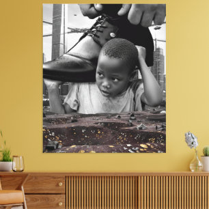 Innocence and Dreams – African Boy with Shoe Canvas Print