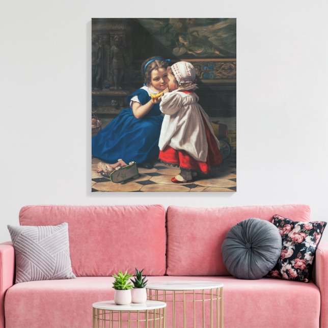 Innocence & Music, First Lesson in Music Old Times Canvas Print (Insitu(LivingRoom))